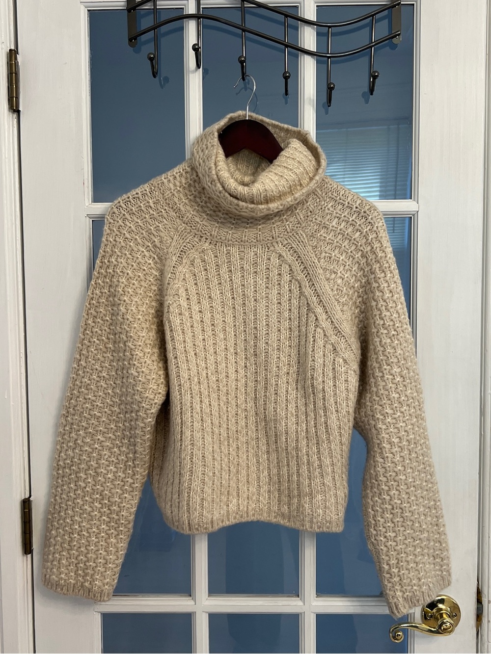 BA&SH Women’s Cream Alpaca Wool Chunky Knit Turtleneck Sweater Size S